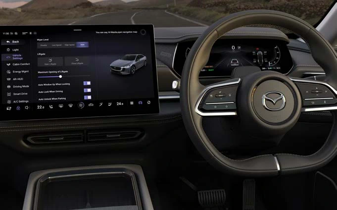 Mazda6e cockpit with 14.6-inch central display in official Mazda UK imagery