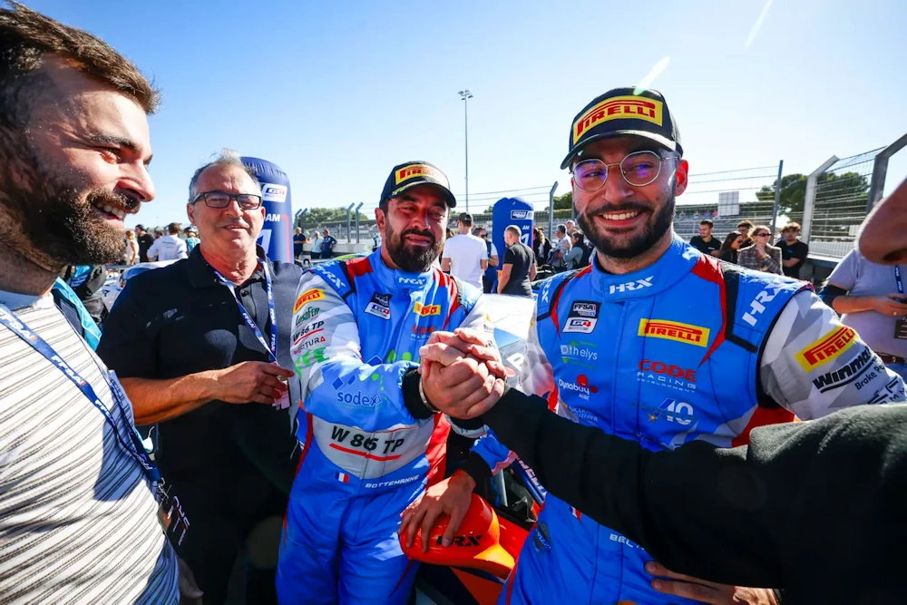Alpine drivers celebrating at the 2026 Circuit Paul Ricard finale