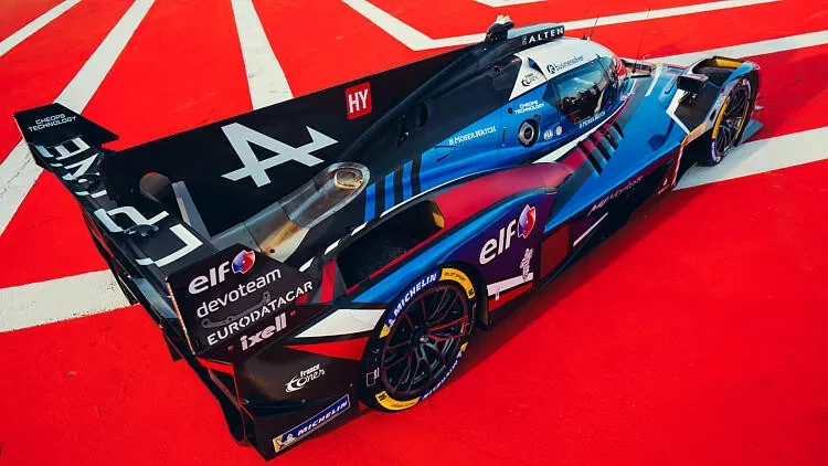 Alpine A424 endurance race car seen from above in the official Barcelona preview image