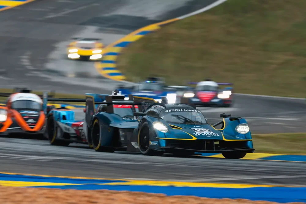 Aston Martin Valkyrie competing among other prototypes at Petit Le Mans