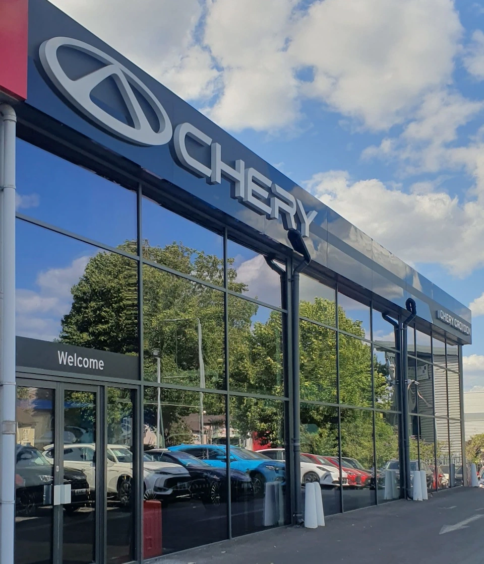 Chery signage at the new Invicta Chery Croydon showroom