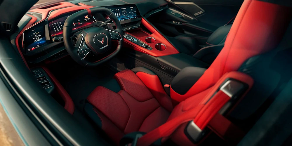Chevrolet manufacturer photograph of the revised 2026 Corvette dashboard with three displays