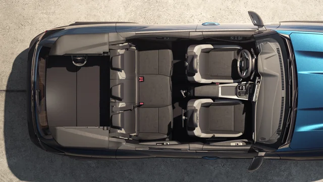Overhead view of the Dacia Bigster cabin and seating layout