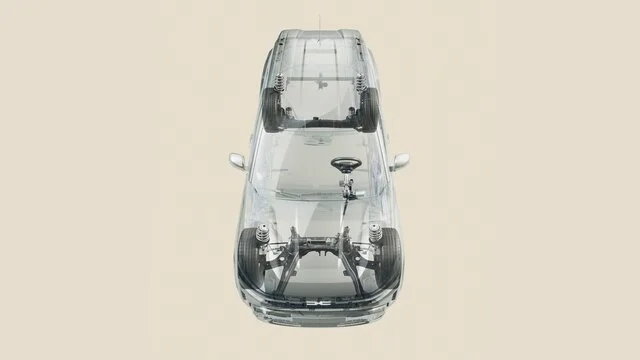 Dacia illustration showing vehicle components beneath the body