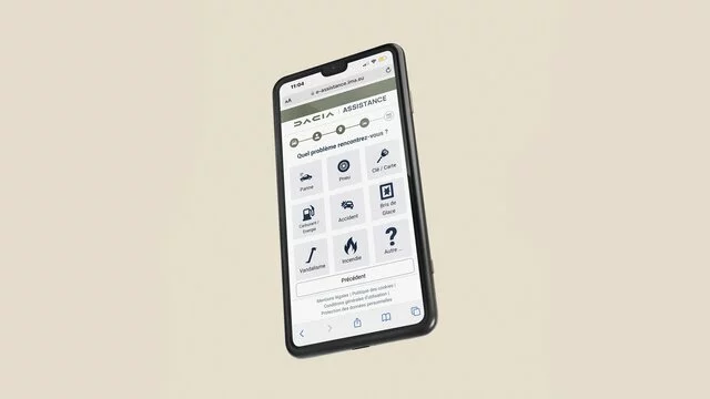 Dacia ownership support displayed on a smartphone