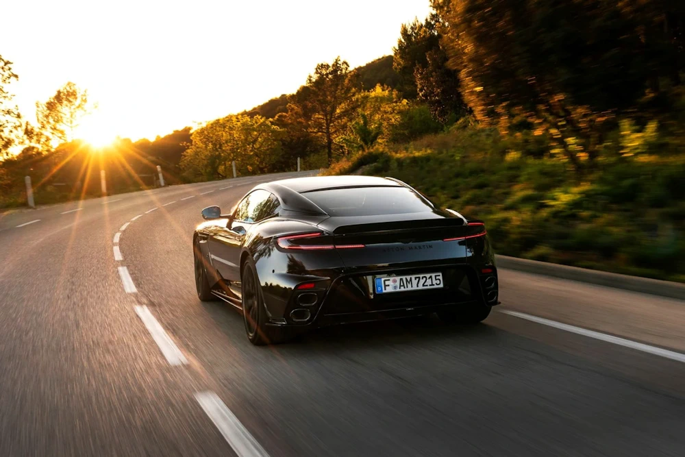 Rear of Aston Martin DB12 S with stacked exhaust outlets