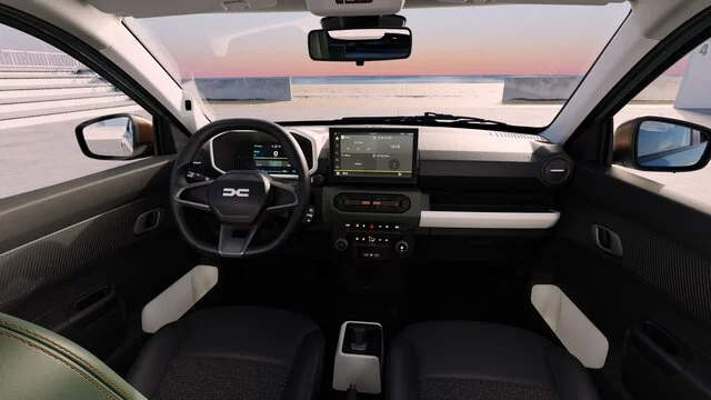 Dacia Spring dashboard and front seats