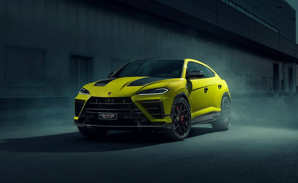 Yellow Lamborghini Urus SE Performante in official manufacturer photography