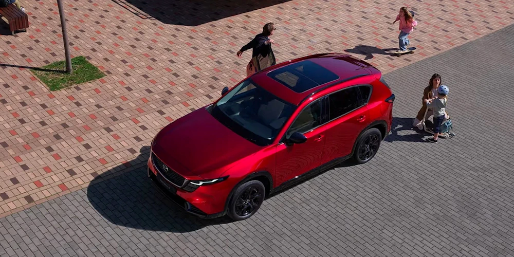 All-new Mazda CX-5 photographed from above in an urban setting