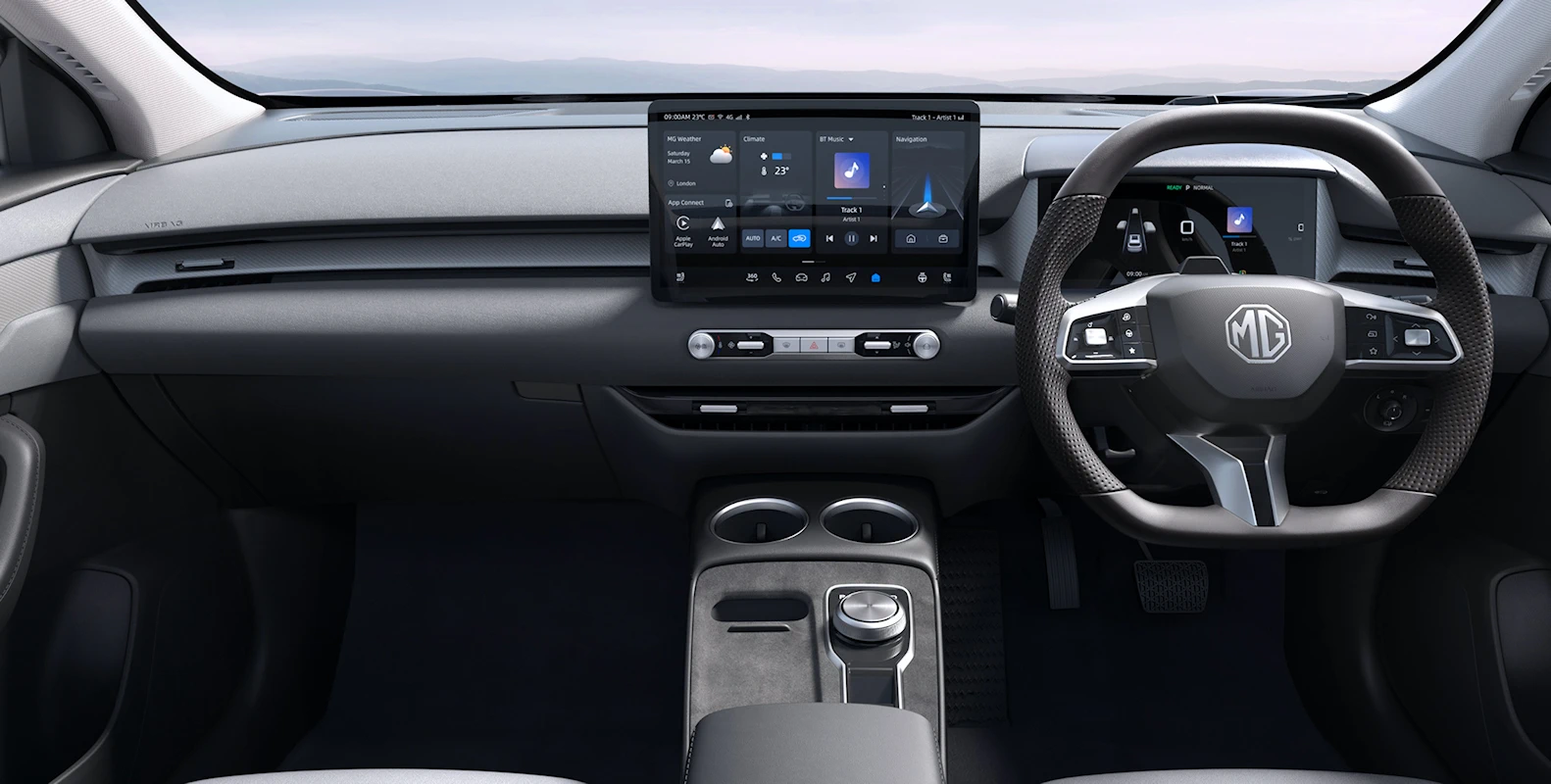 Dashboard and front cabin of the MGS5 EV