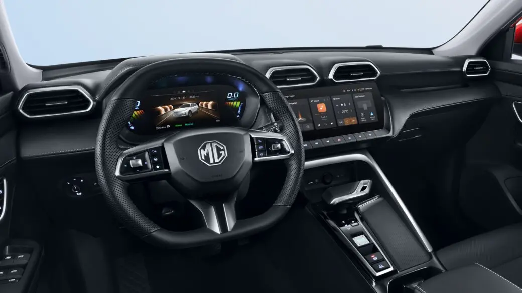 Dashboard and 12.3-inch infotainment display in the MG ZS Hybrid Plus