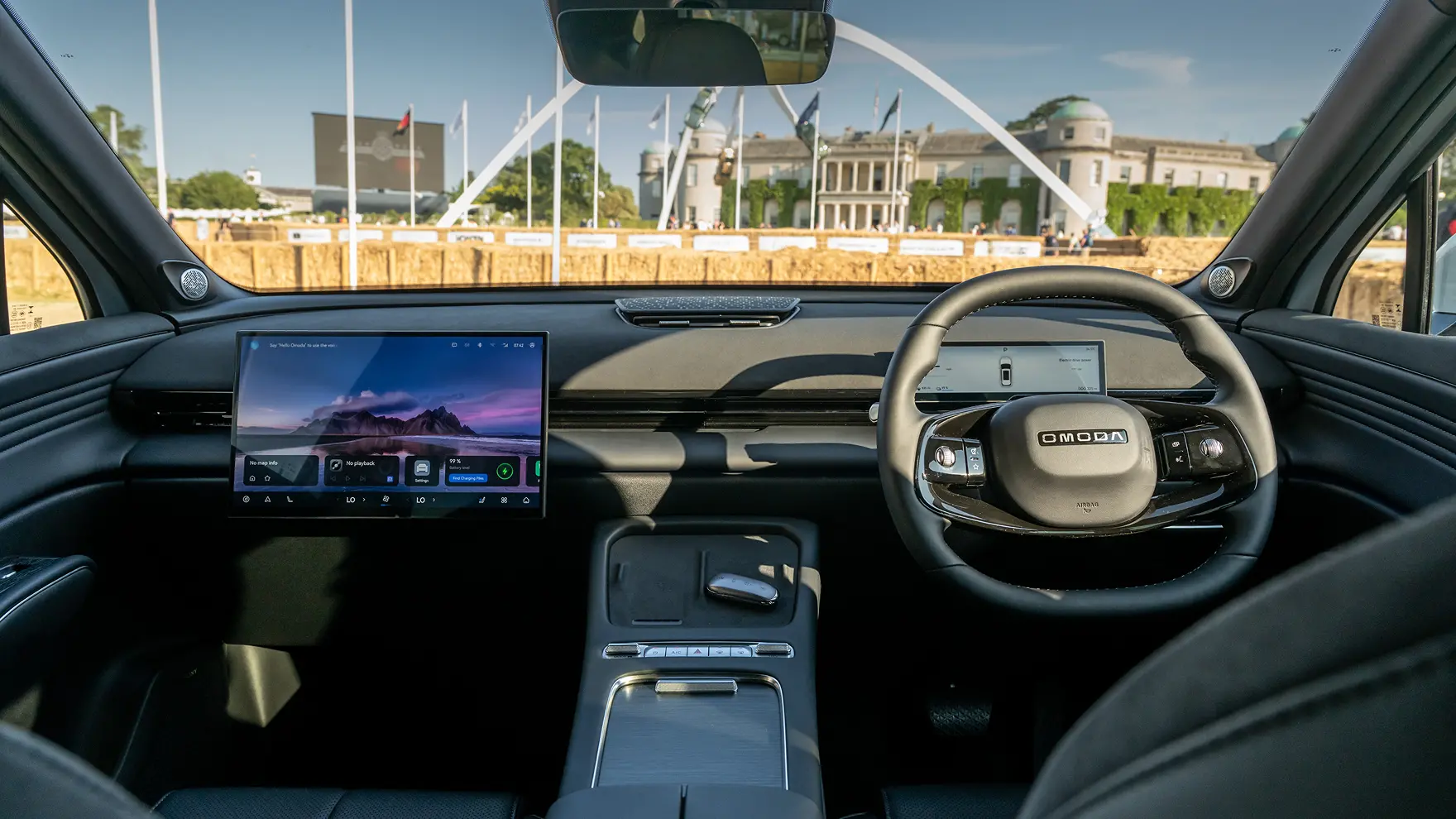 OMODA 7 Noble Tech interior overlooking the Goodwood Festival of Speed