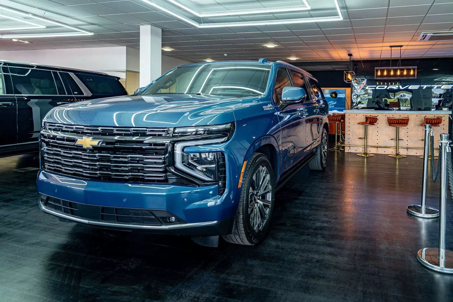 Blue Chevrolet Suburban High Country inside Grange Birmingham
