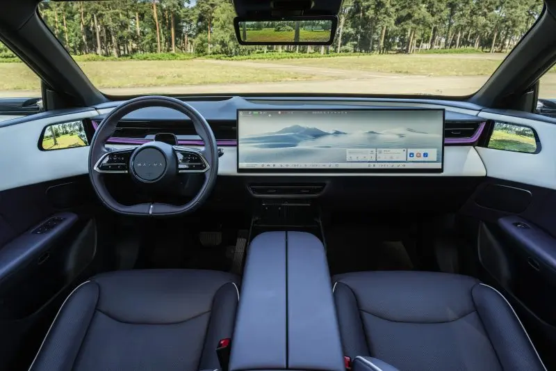 Mazda CX-6e Takumi Plus interior with panoramic touchscreen